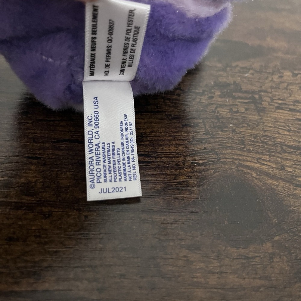 Aurora Palm Pals Purple Bunny Bean Plush - Picture 7 of 7
